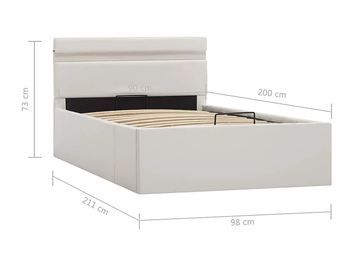 Giroletto Contenitore Idraulico LED Bianco Similpelle 90x200 cm