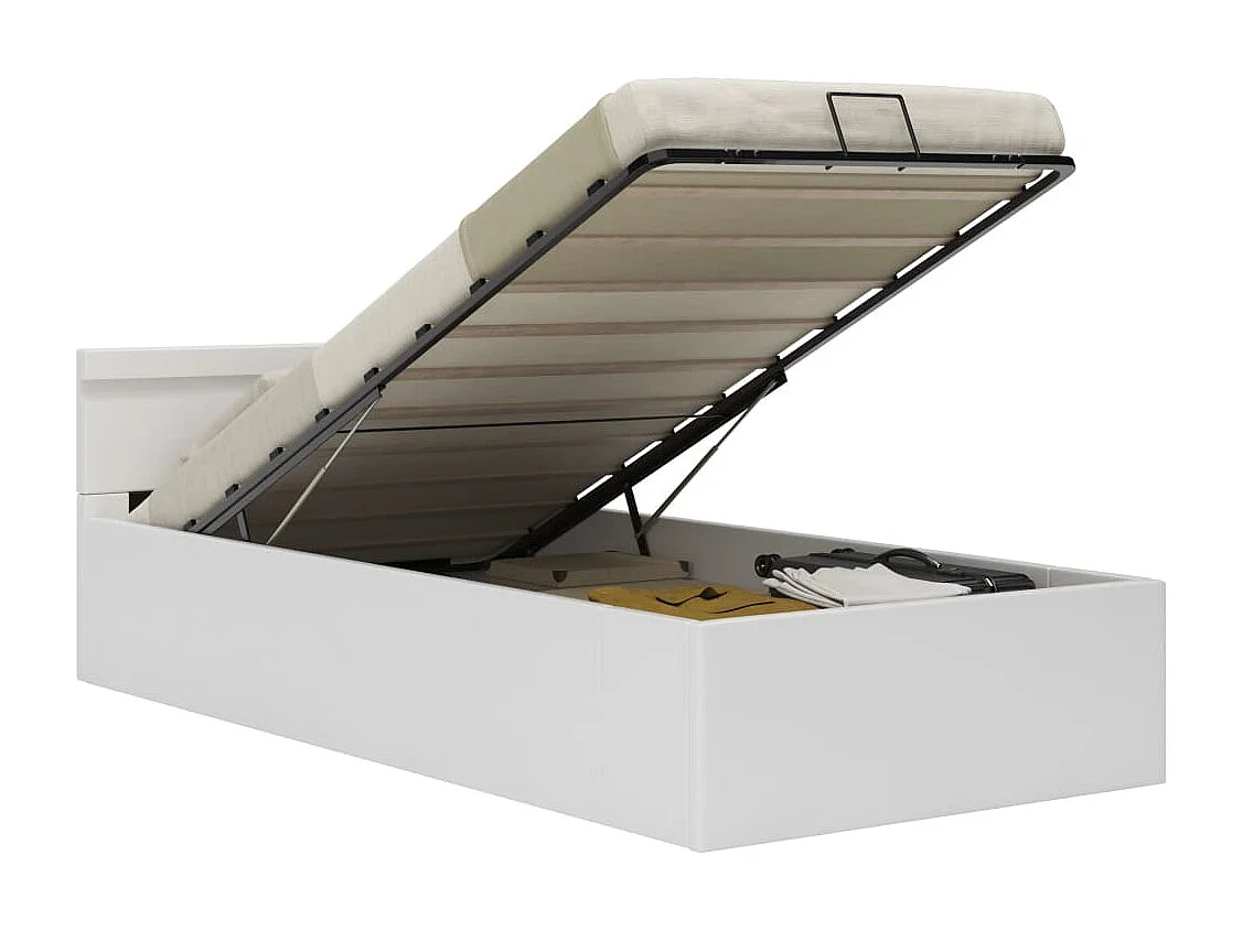 Cadre de lit à rangement hydraulique sans matelas avec LED