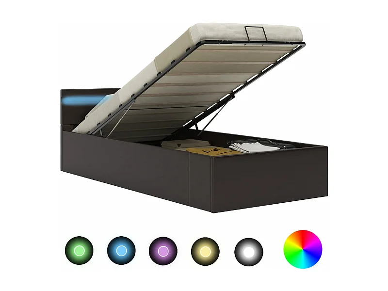 Giroletto Contenitore Idraulico LED Grigio Similpelle 90x200 cm