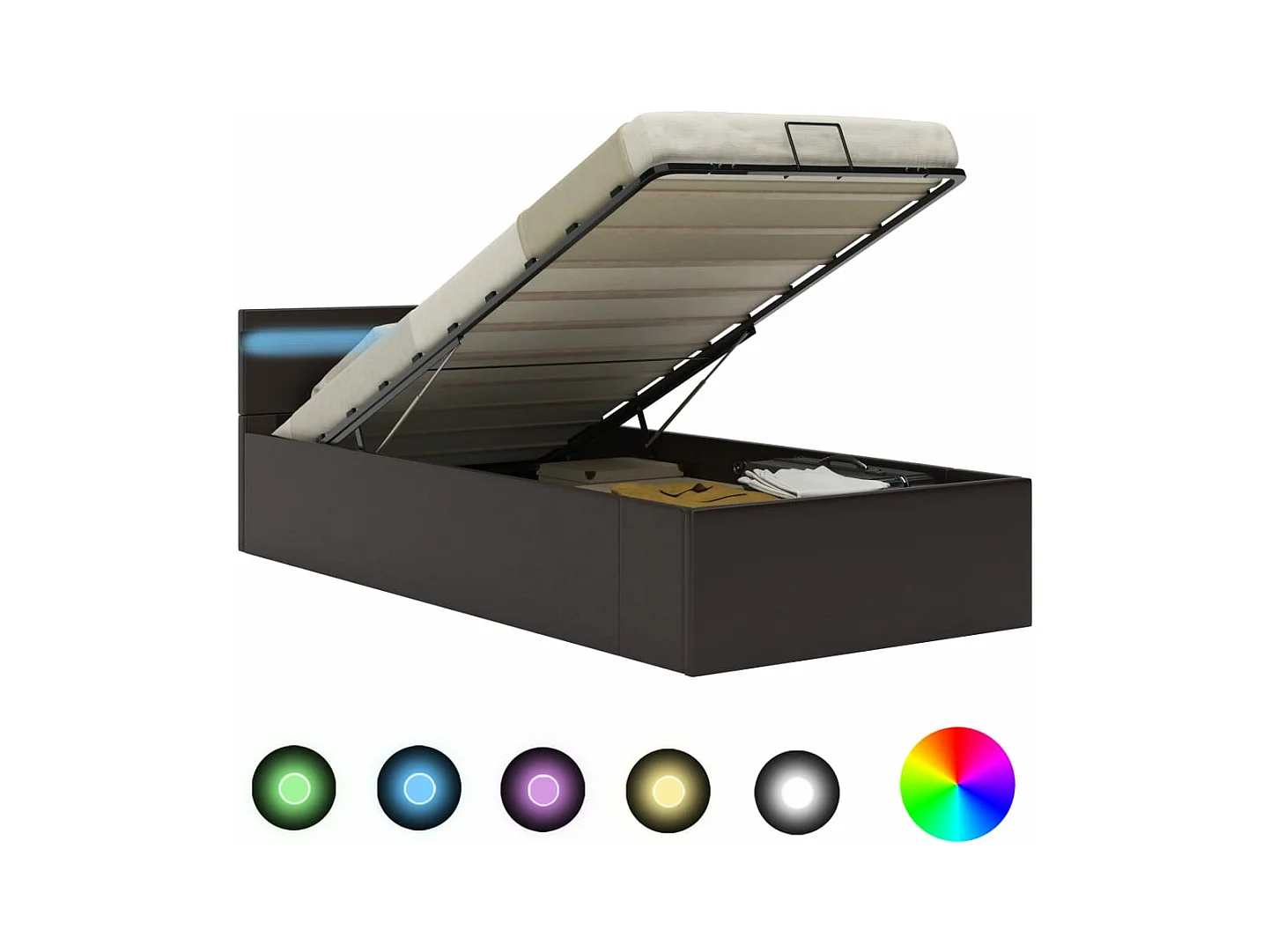 Giroletto Contenitore Idraulico LED Grigio Similpelle 90x200 cm