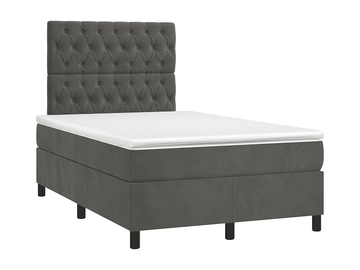Sommier à lattes de lit avec matelas LED gris foncé 120x190 cm