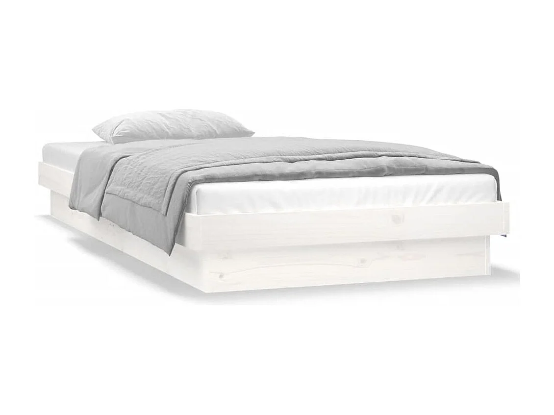 Cadre de lit à LED sans matelas blanc bois massif