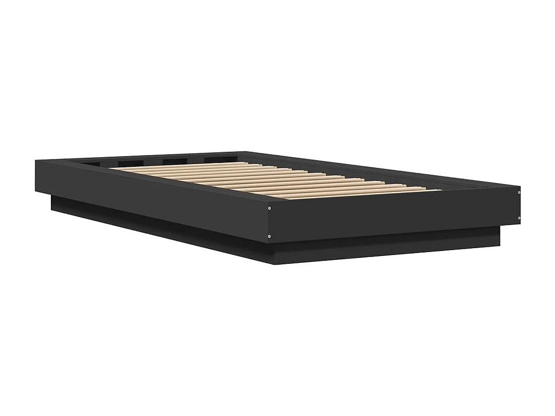 Cadre de lit avec lumières LED sans matelas noir 100x200 cm
