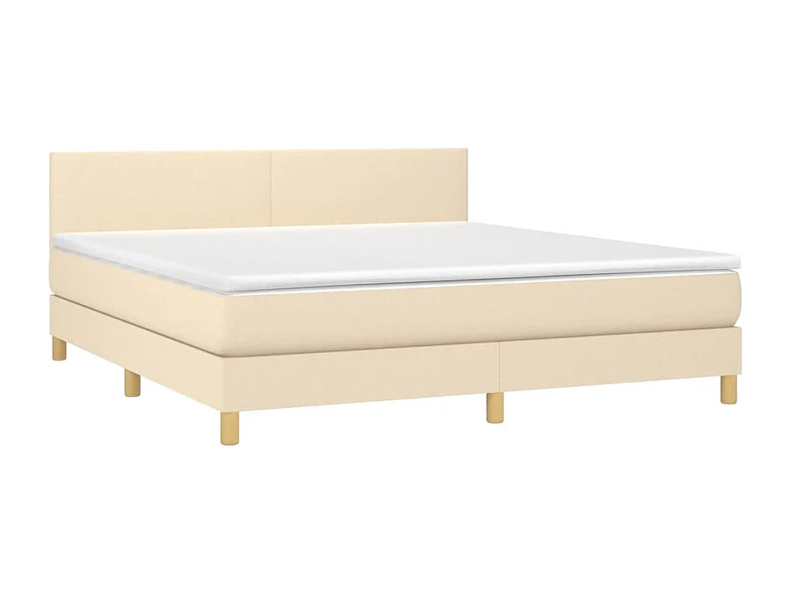 Letto a Molle con Materasso e LED Crema 180x200 cm in Tessuto