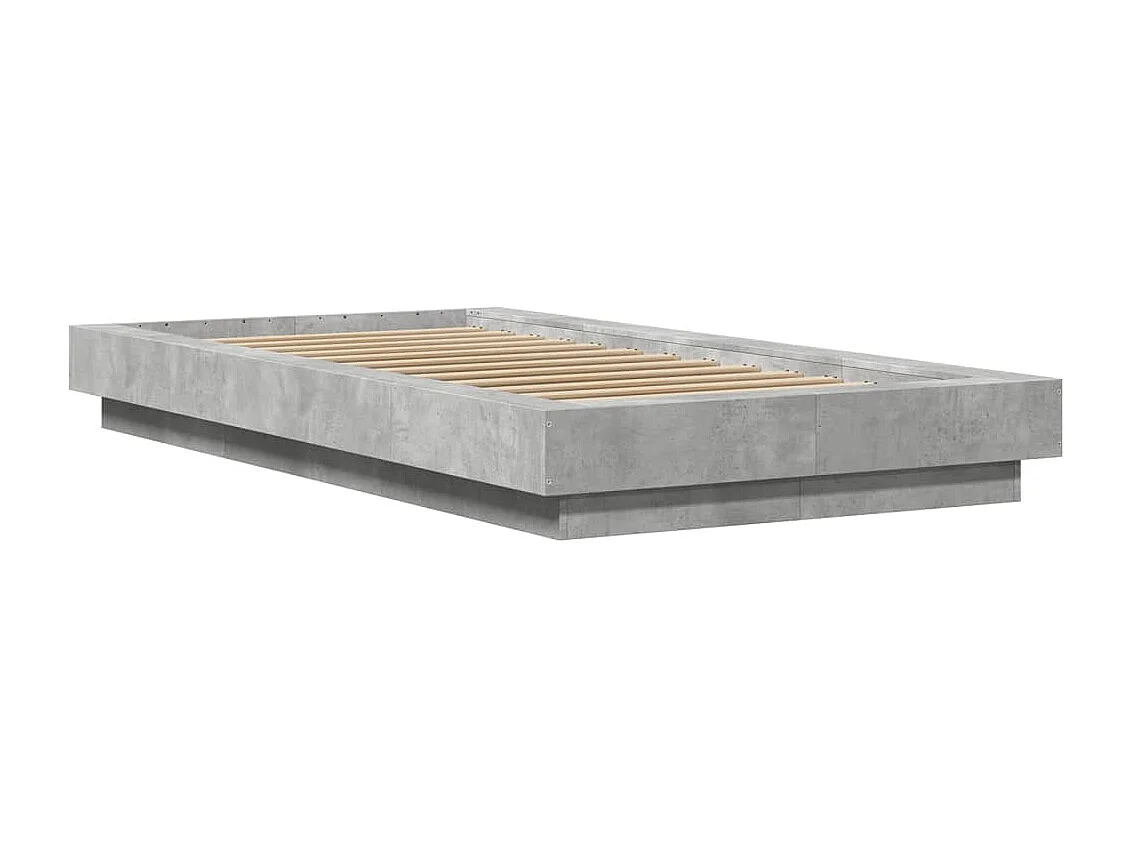 Cadre de lit et lumières LED sans matelas gris béton 90x190 cm