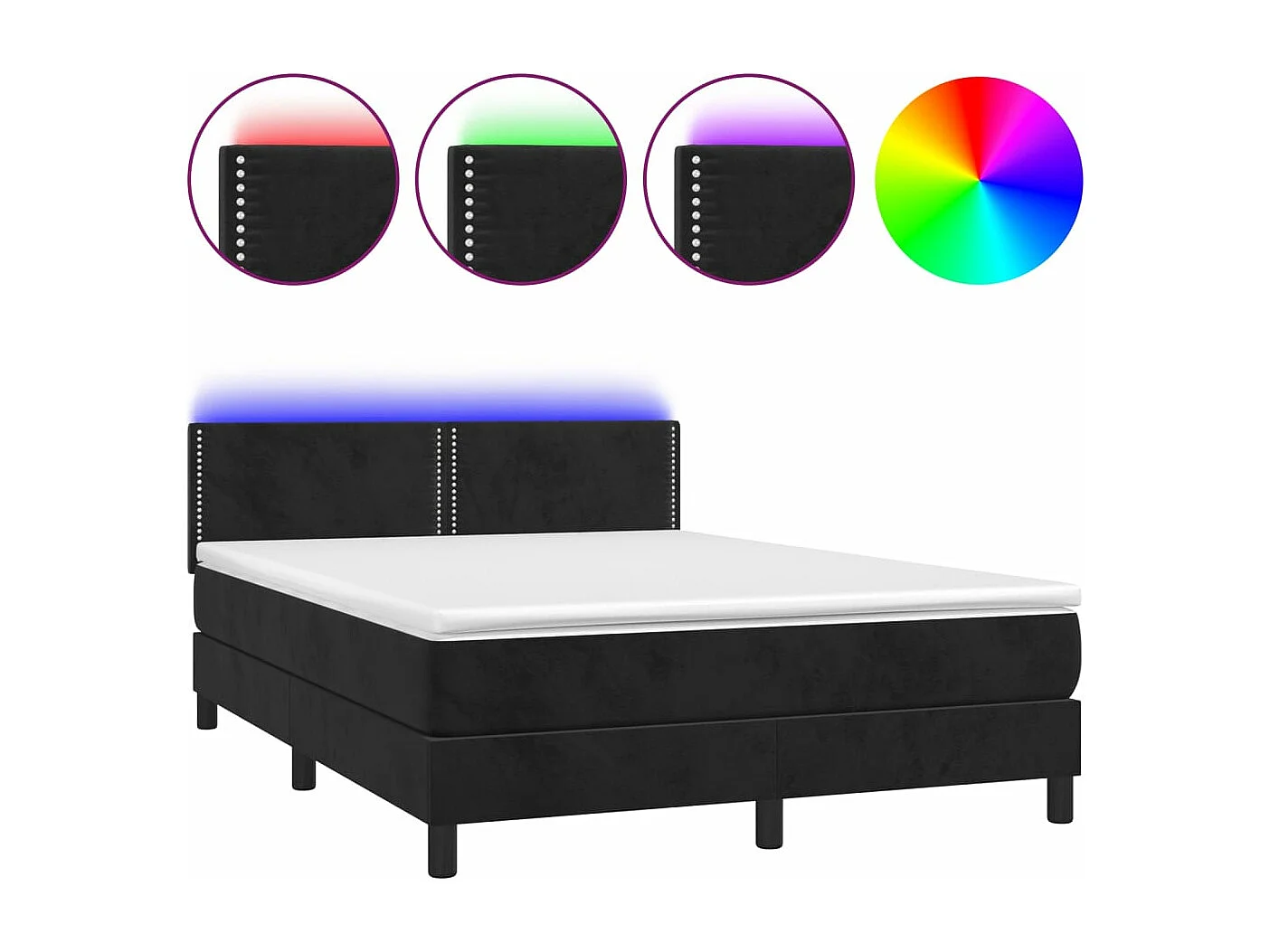 Boxspring met matras en LED fluweel zwart 140x190 cm