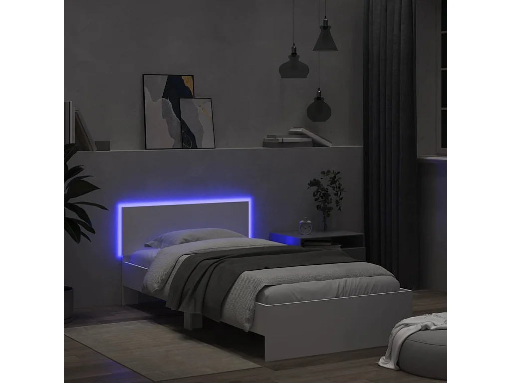 Cadre de lit sans matelas avec lumières LED blanc 100x200 cm