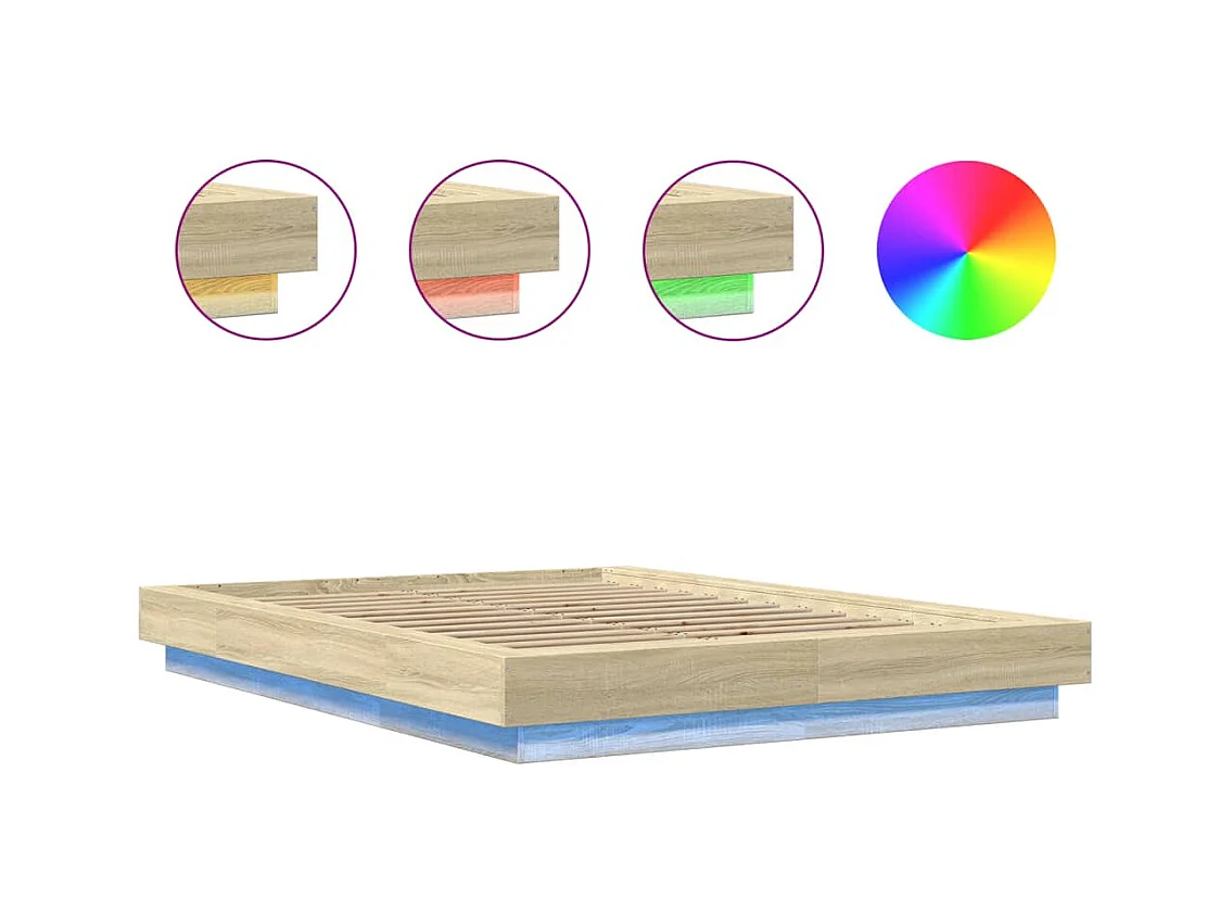 Bedframe met LED-verlichting sonoma eikenkleurig 140x200 cm