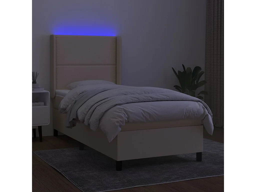 Boxspring met matras en LED stof crèmekleurig 80x200 cm
