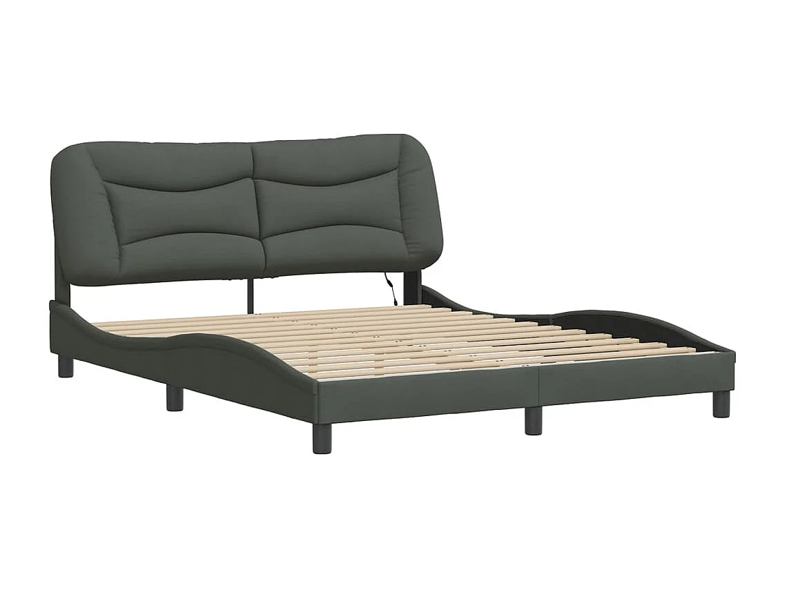 Bettgestell mit LED Dunkelgrau 160x200 cm Stoff