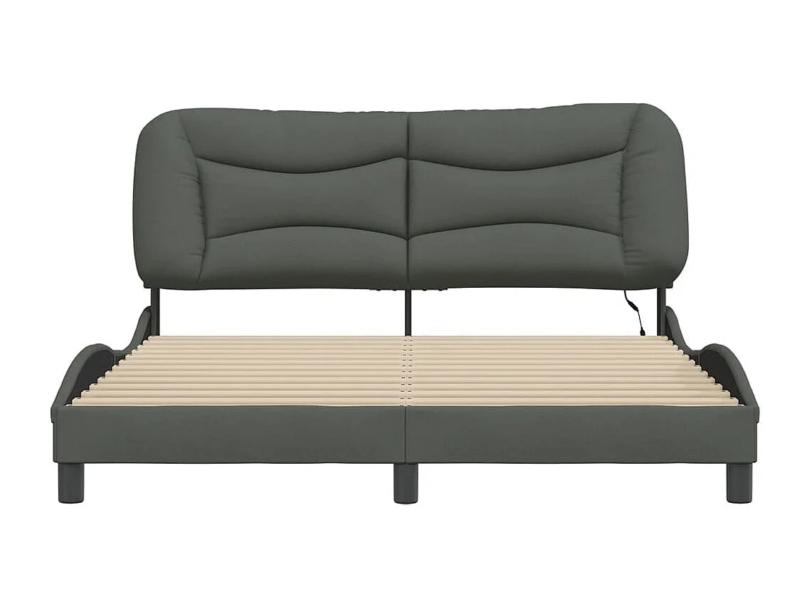 Bettgestell mit LED Dunkelgrau 160x200 cm Stoff