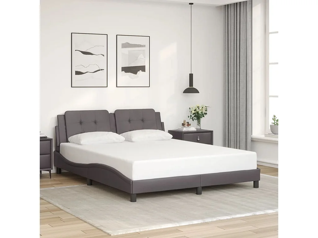 Cadre de lit avec LED sans matelas gris 160x200 cm