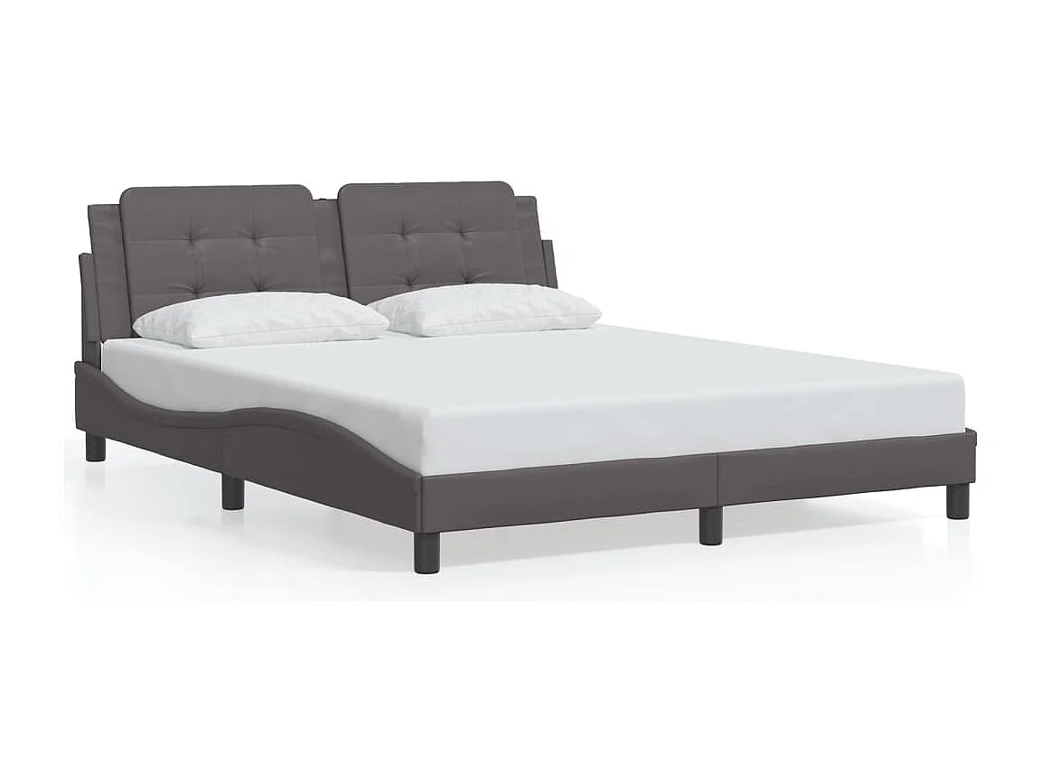 Cadre de lit avec LED sans matelas gris 160x200 cm
