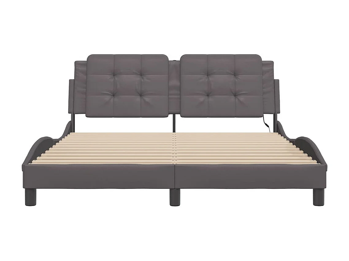 Cadre de lit avec LED sans matelas gris 160x200 cm