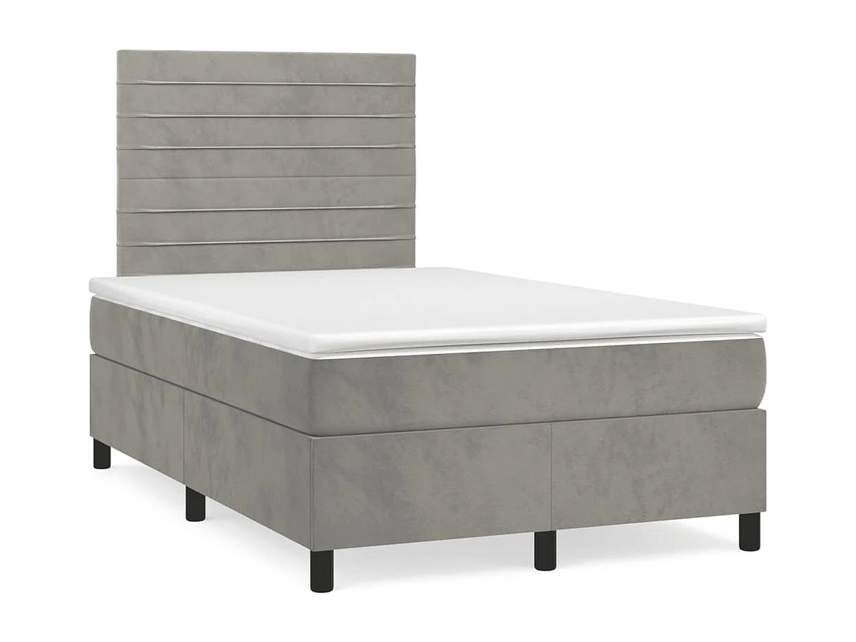Sommier à lattes de lit avec matelas LED gris clair 120x190 cm