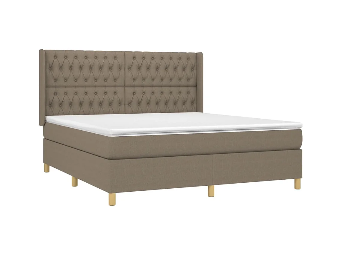 Letto a Molle con Materasso e LED Tortora 180x200 cm in Tessuto