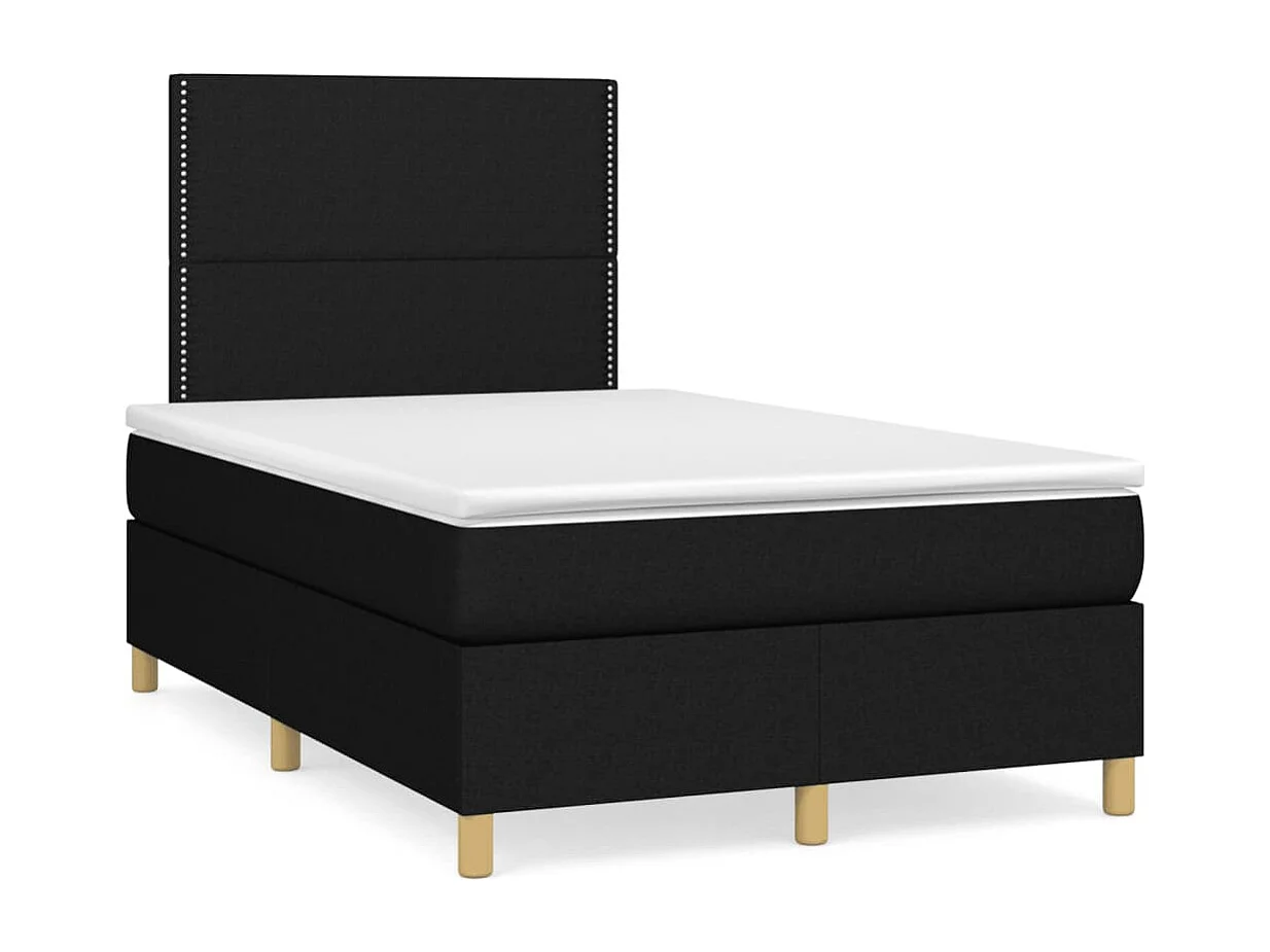 Letto a Molle con Materasso e LED Nero 120x190 cm in Tessuto