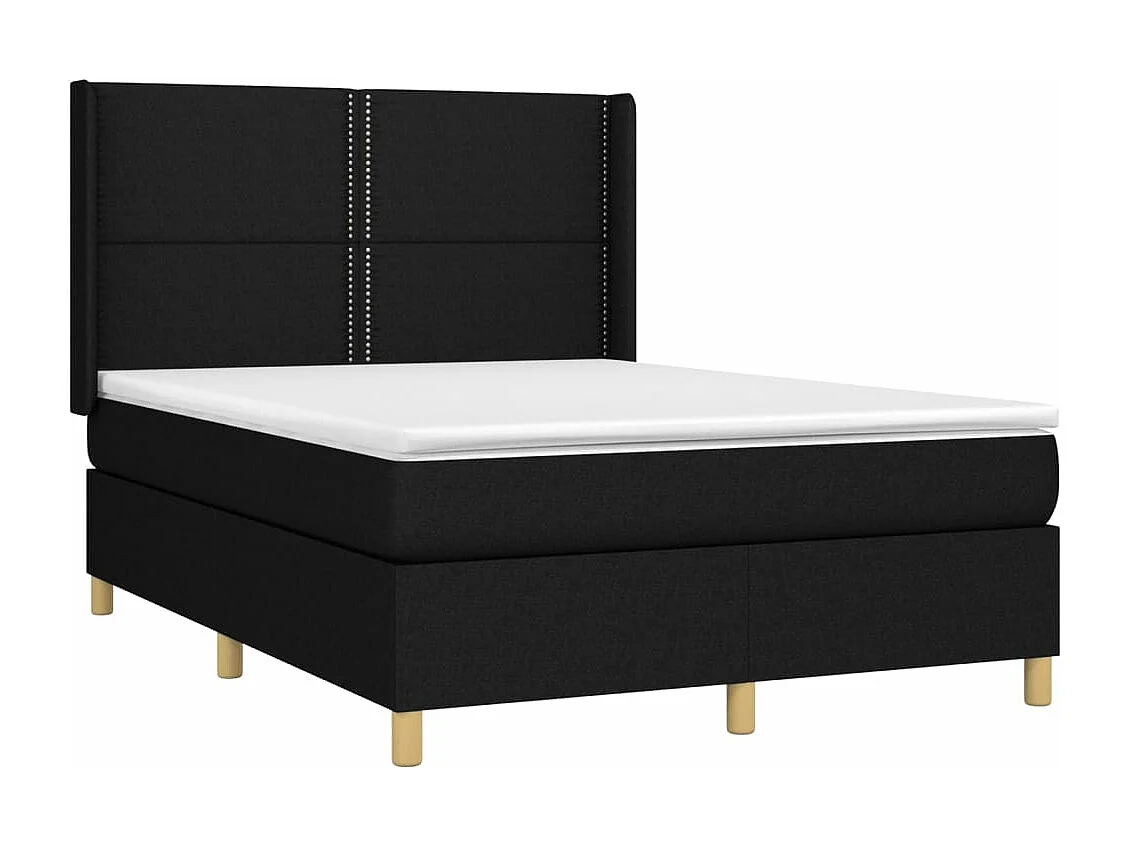 Boxspringbett mit Matratze & LED Schwarz 140x190 cm Stoff