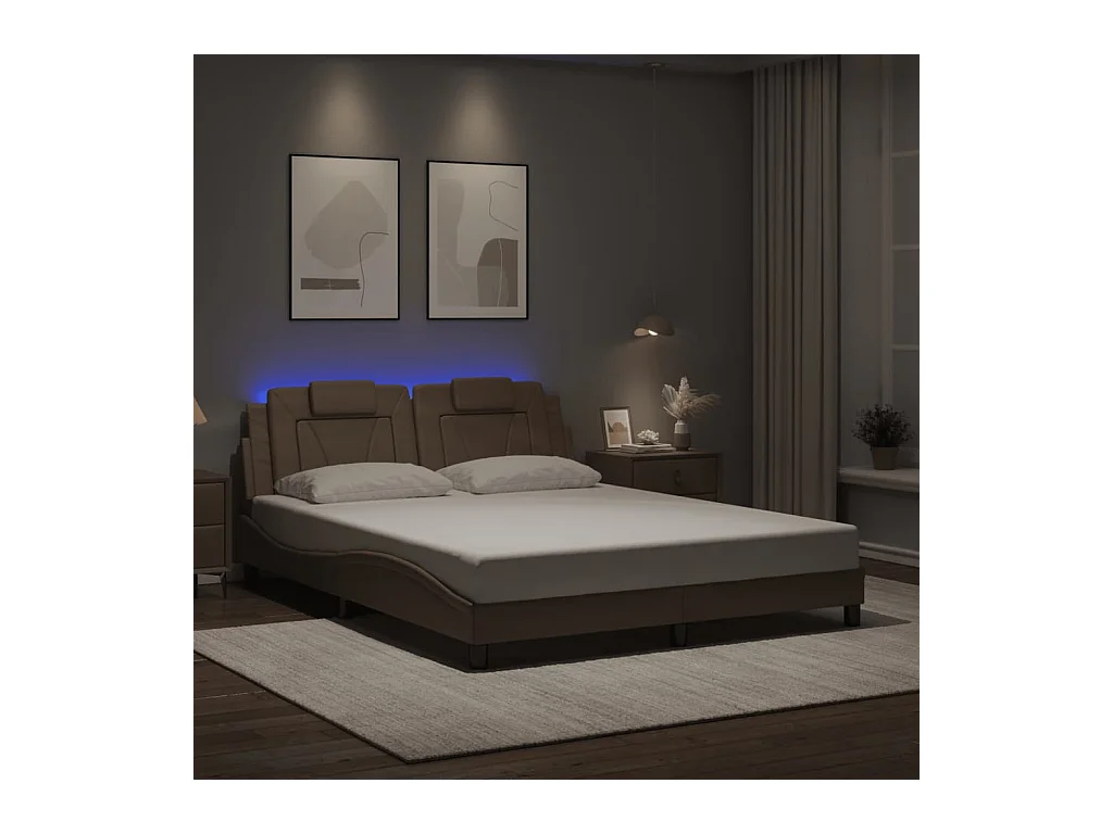 Cadre de lit avec LED sans matelas cappuccino 160x200 cm