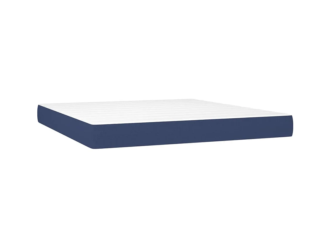 Sommier à lattes de lit matelas et LED Bleu 180x200 cm Tissu