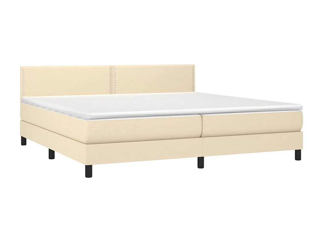 Sommier à lattes de lit et matelas et LED Crème 200x200cm Tissu