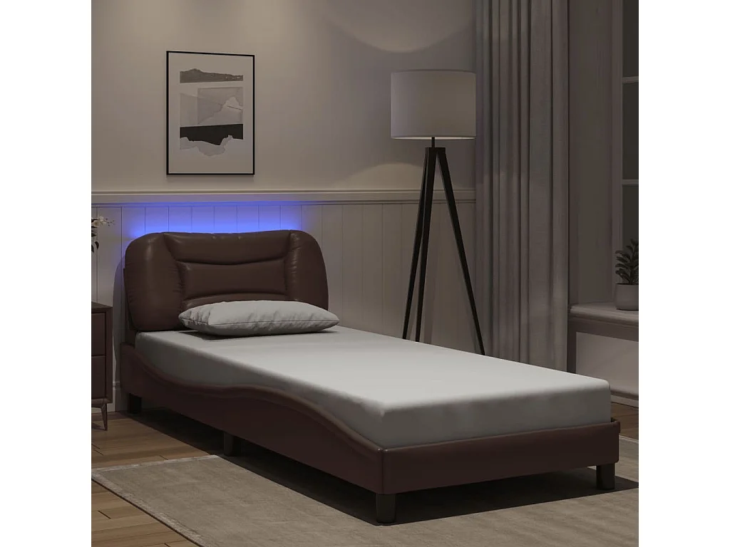 Giroletto con Luci LED Marrone 90x190 cm in Similpelle