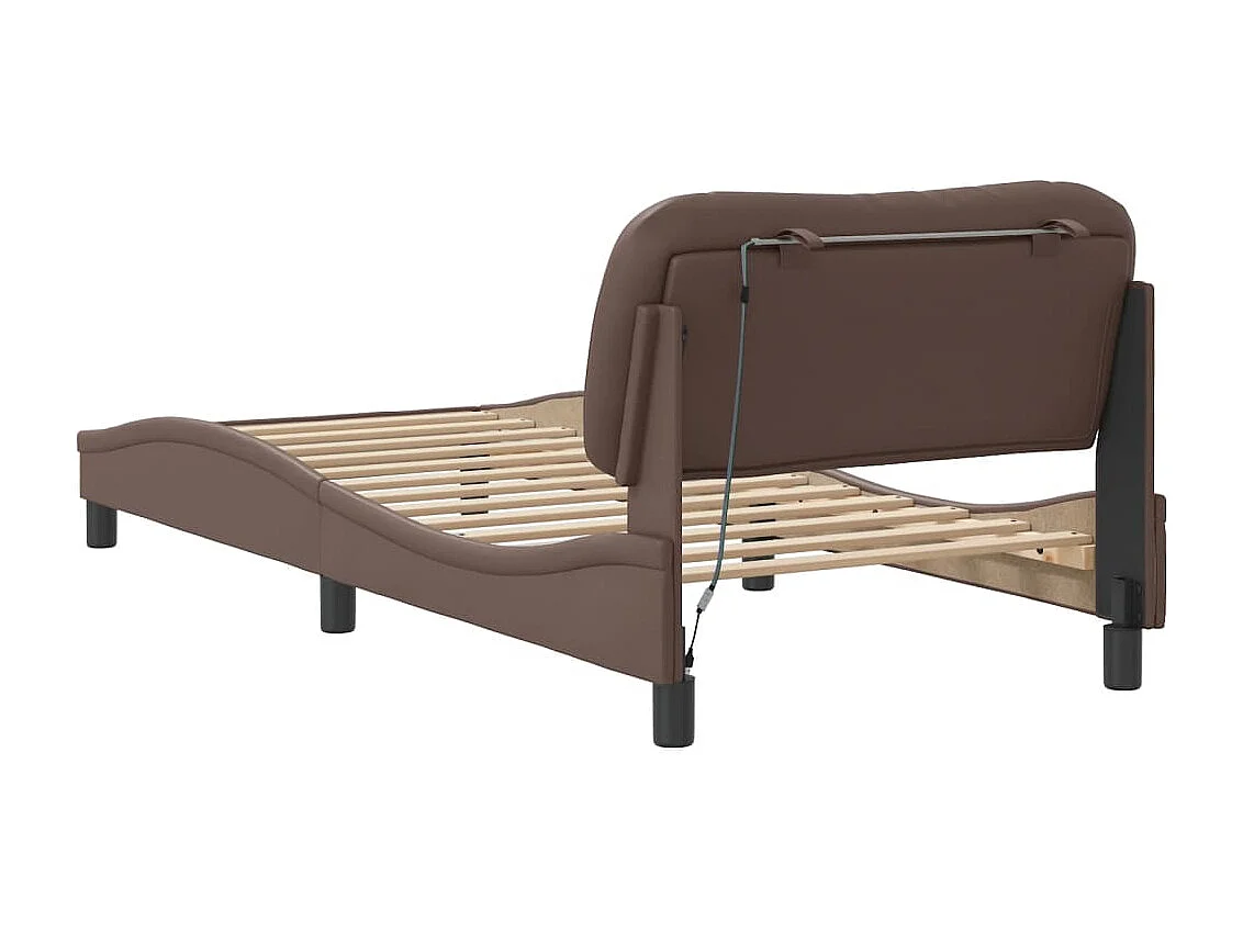 Giroletto con Luci LED Marrone 90x190 cm in Similpelle