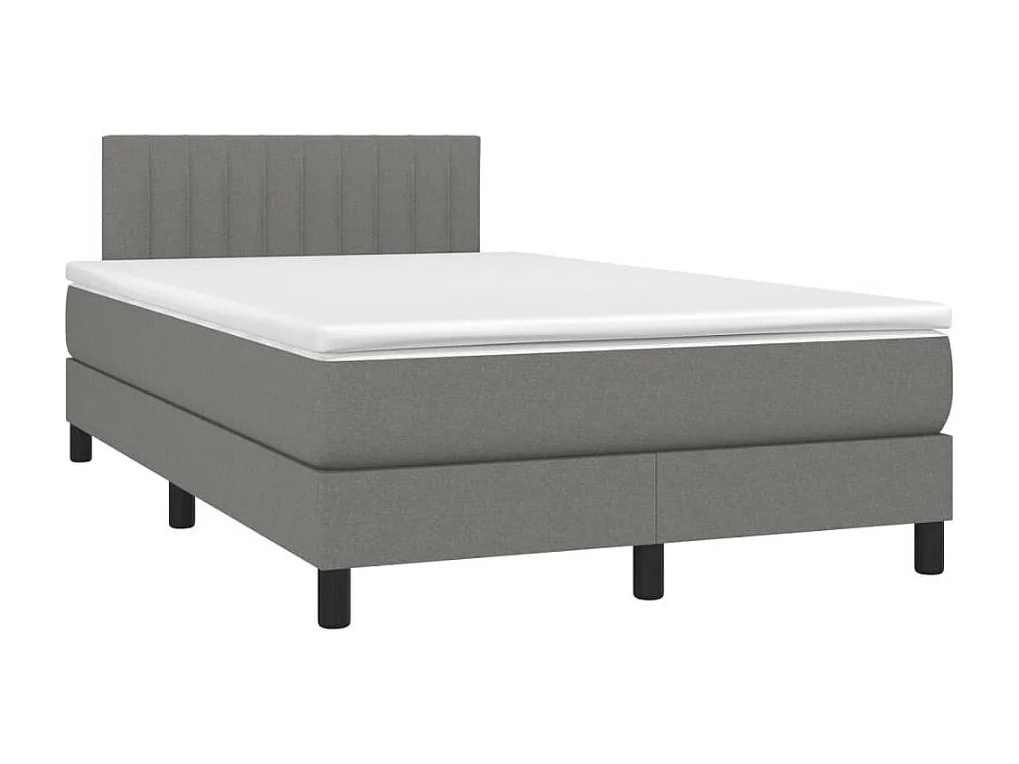 Letto a Molle Materasso e LED Grigio Scuro 120x190cm in Tessuto