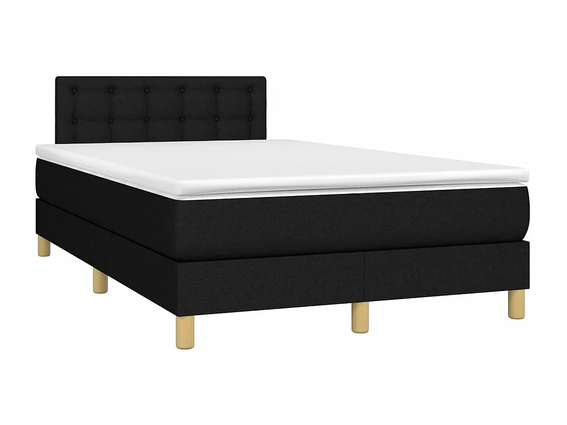 Sommier à lattes de lit matelas et LED noir 120x190 cm tissu