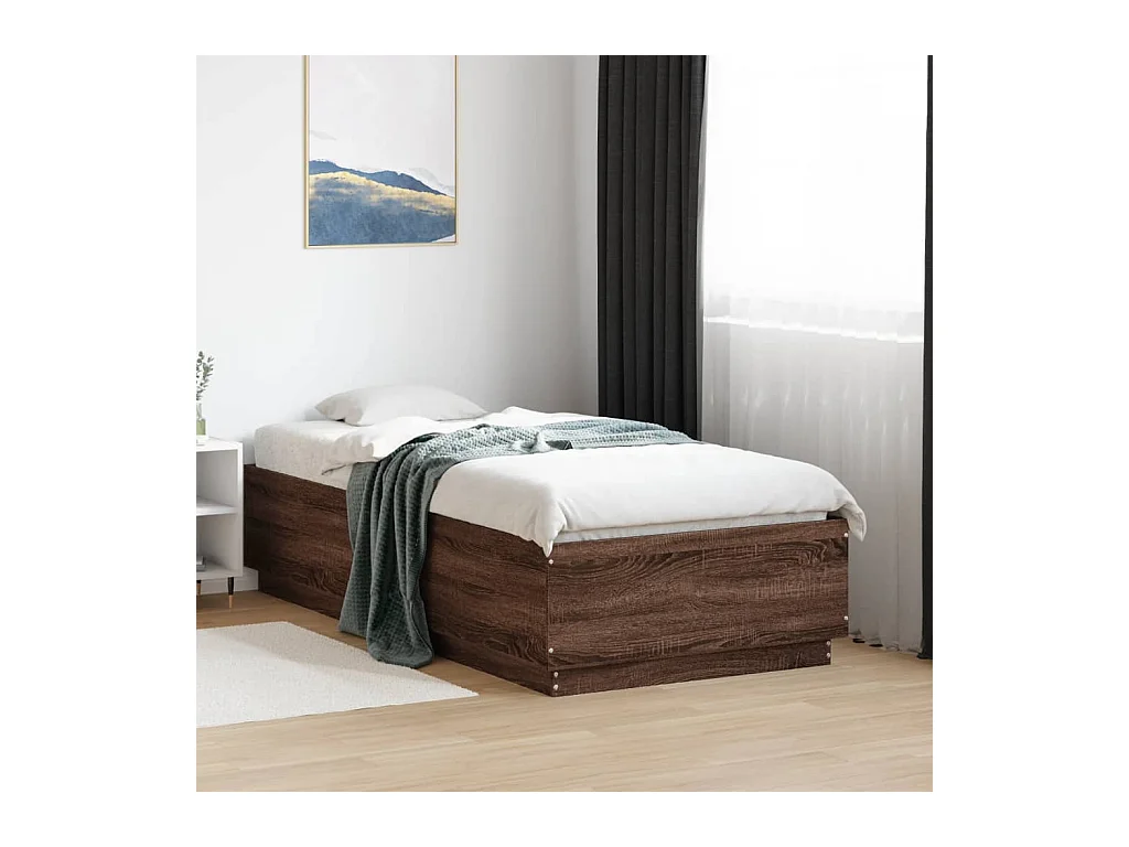 Cadre de lit avec LED sans matelas chêne marron 90x190 cm