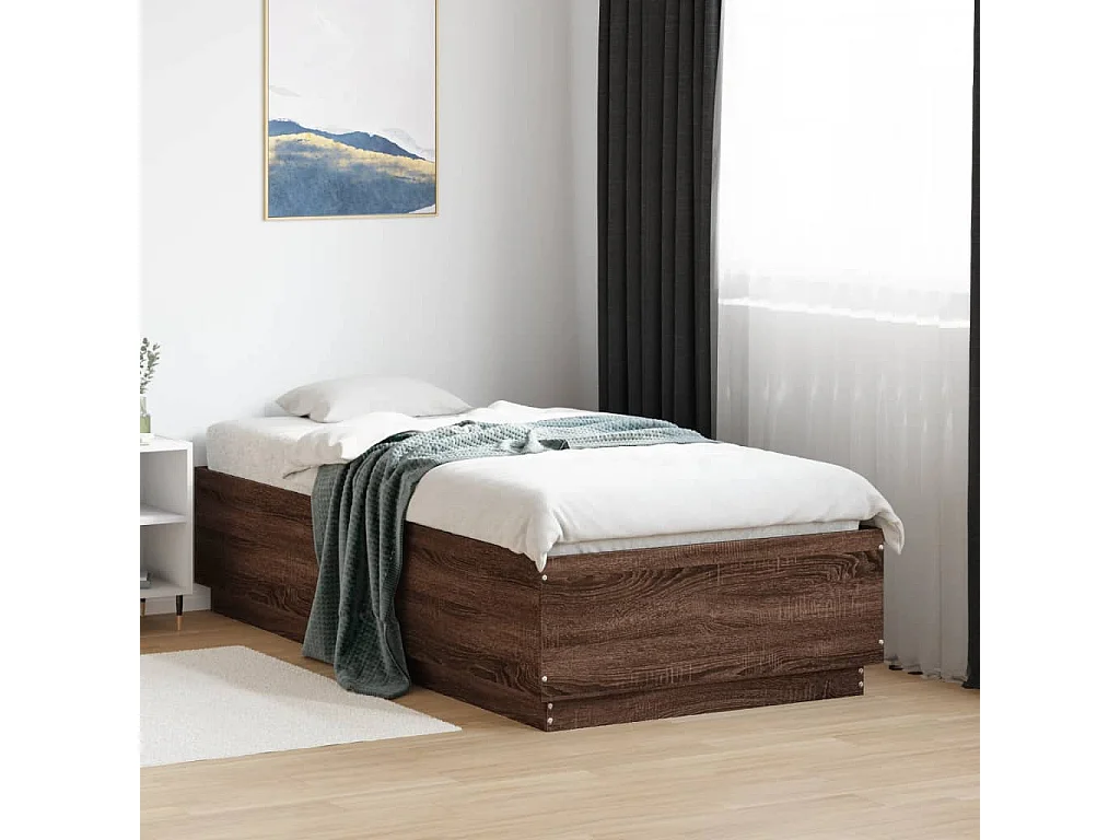 Giroletto Luci LED Rovere Marrone 90x190cm in Legno Multistrato