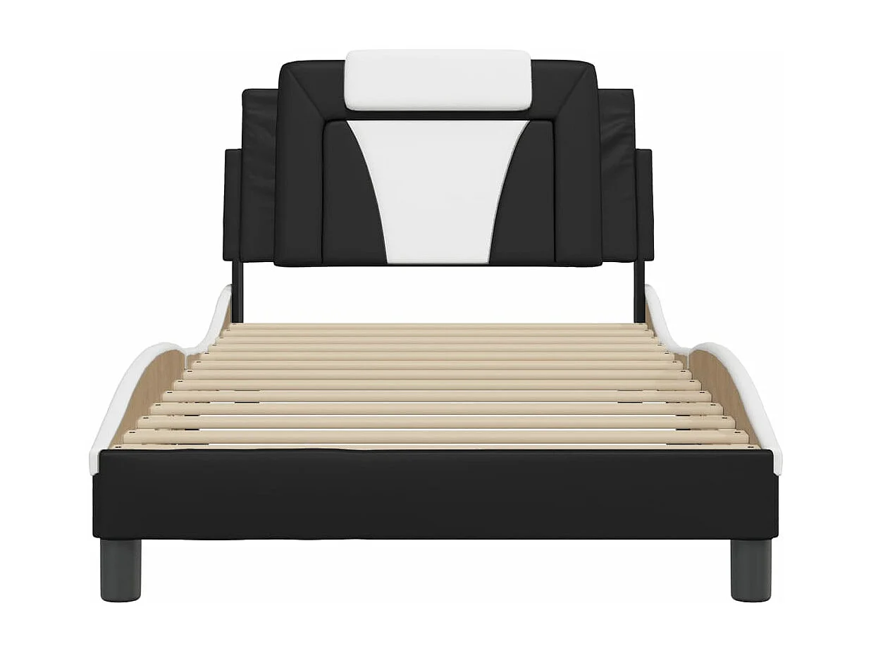 Cadre de lit avec LED sans matelas noir et blanc 100x200 cm