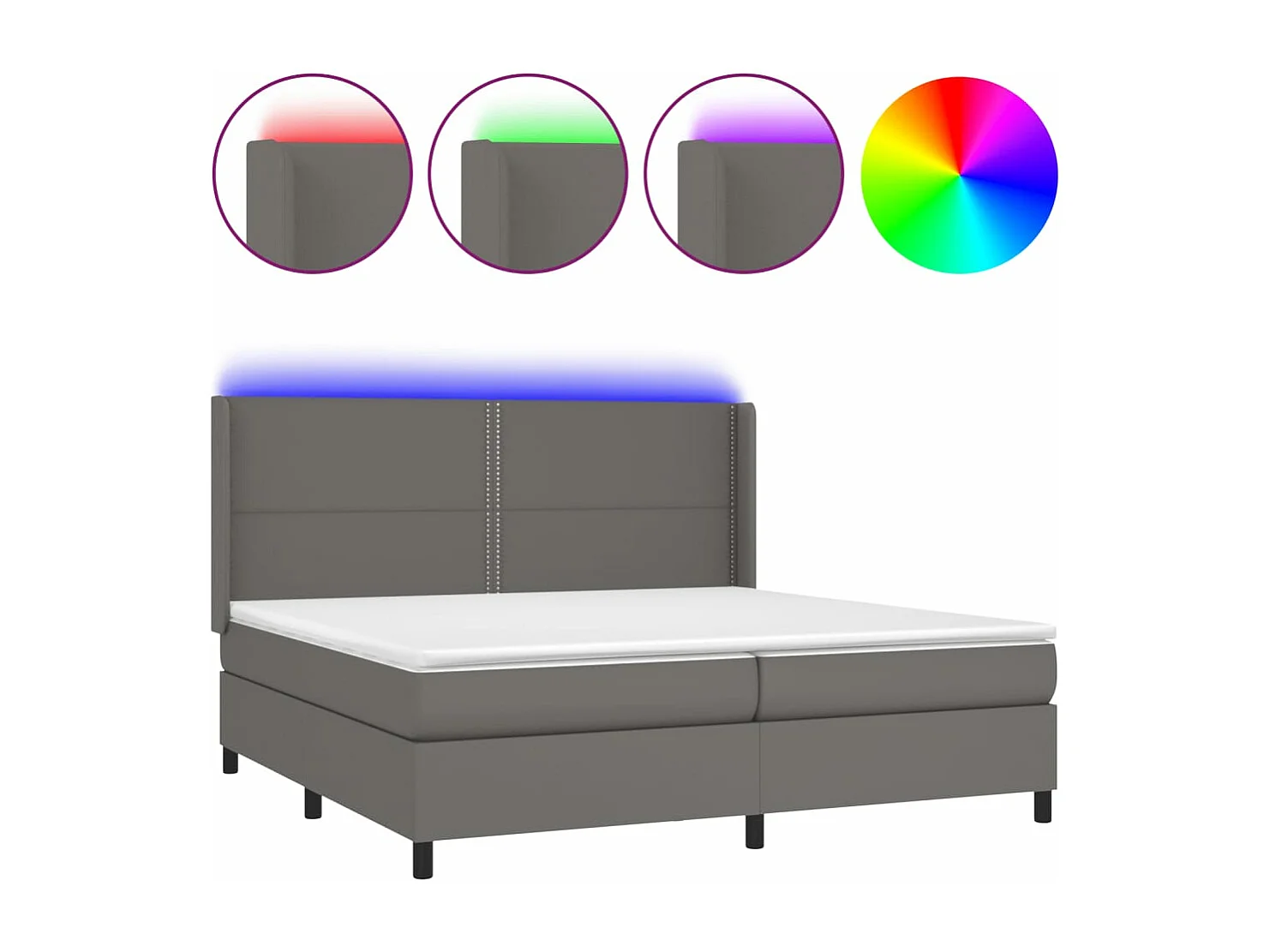 Boxspring met matras en LED kunstleer grijs 200x200 cm