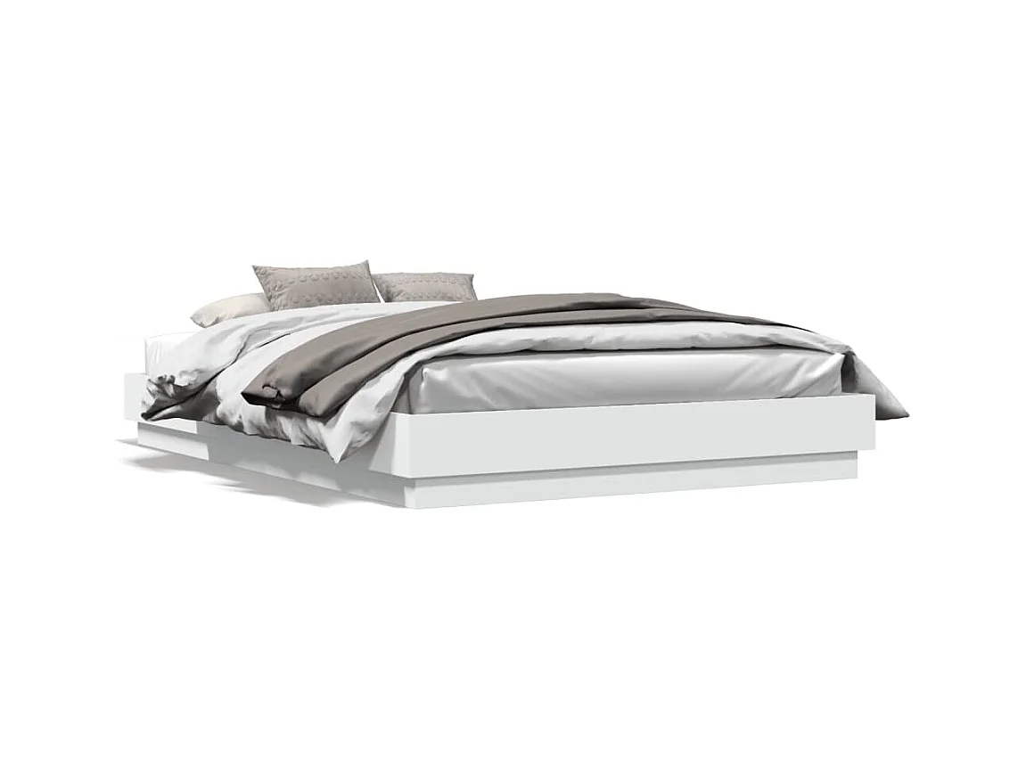 Bedframe met LED-verlichting wit 150x200 cm
