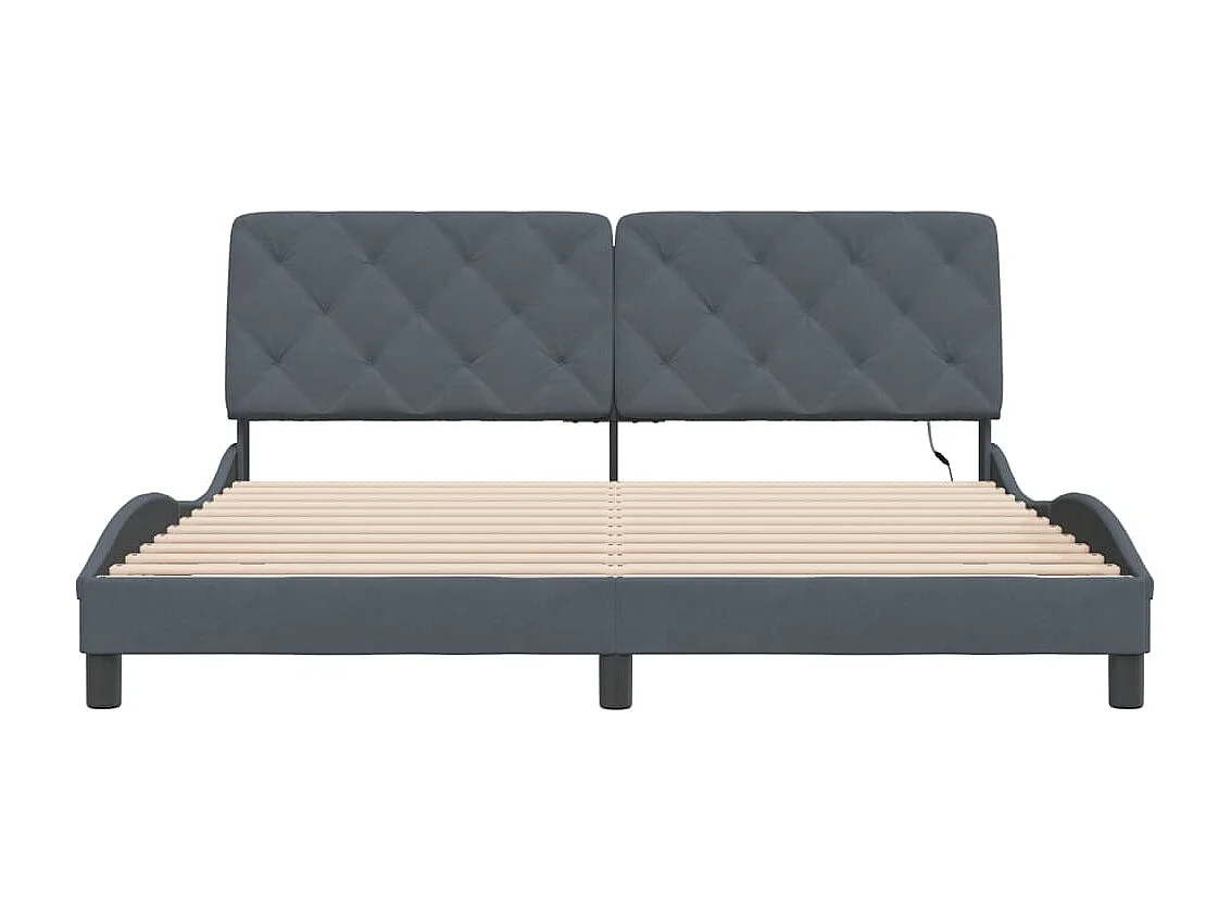 Estructura cama con luces LED terciopelo gris oscuro 180x200 cm
