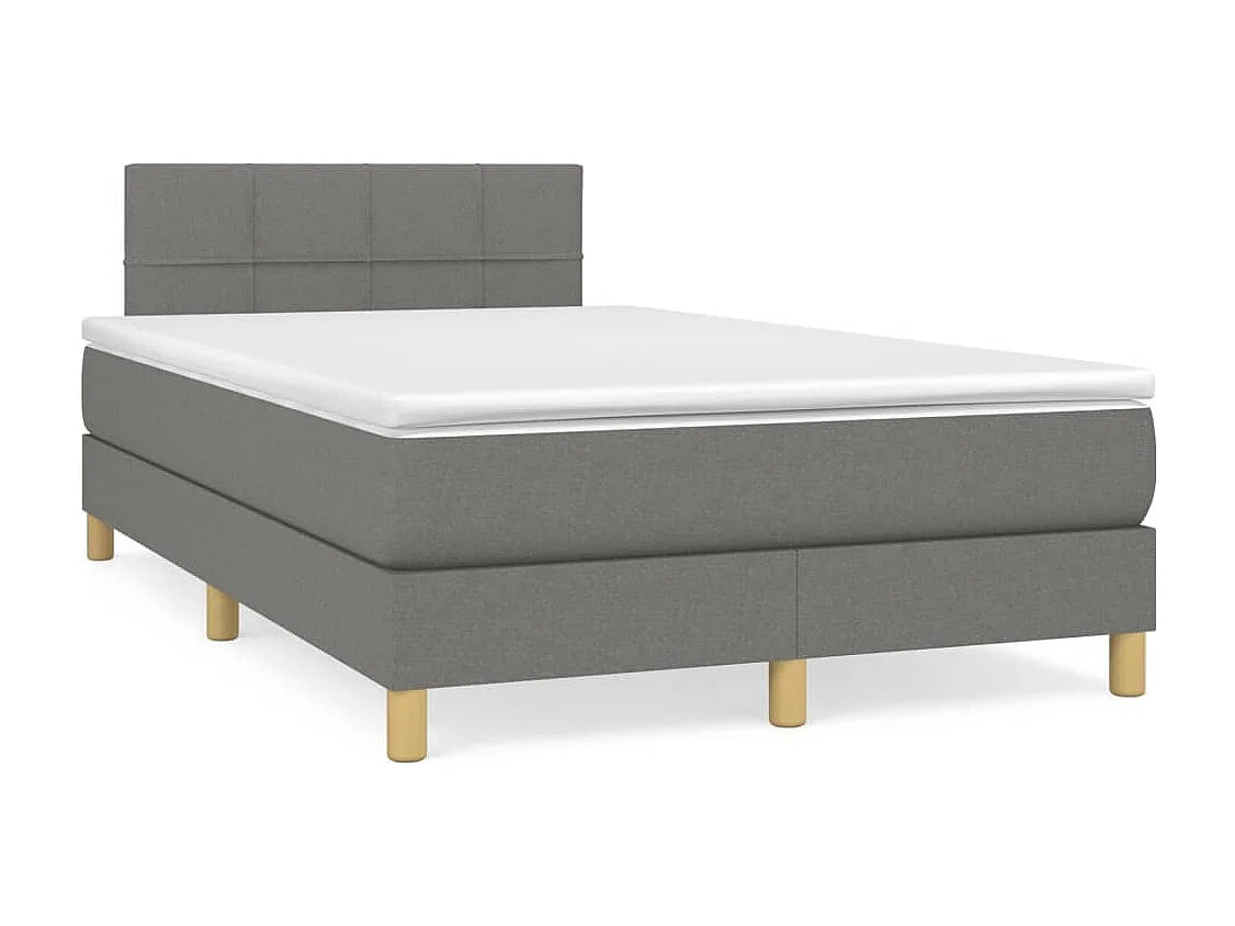 Sommier à lattes de lit matelas LED gris foncé 120x190 cm tissu