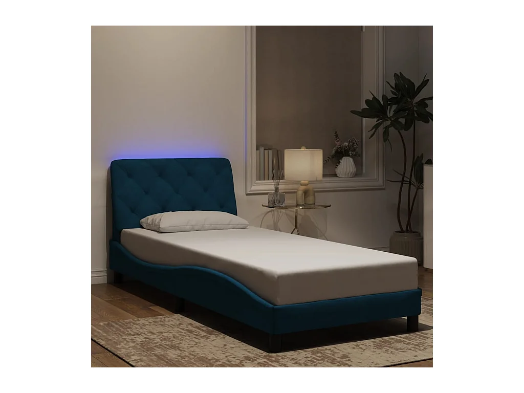 Giroletto con Luci LED Blu 90x190 cm in Velluto