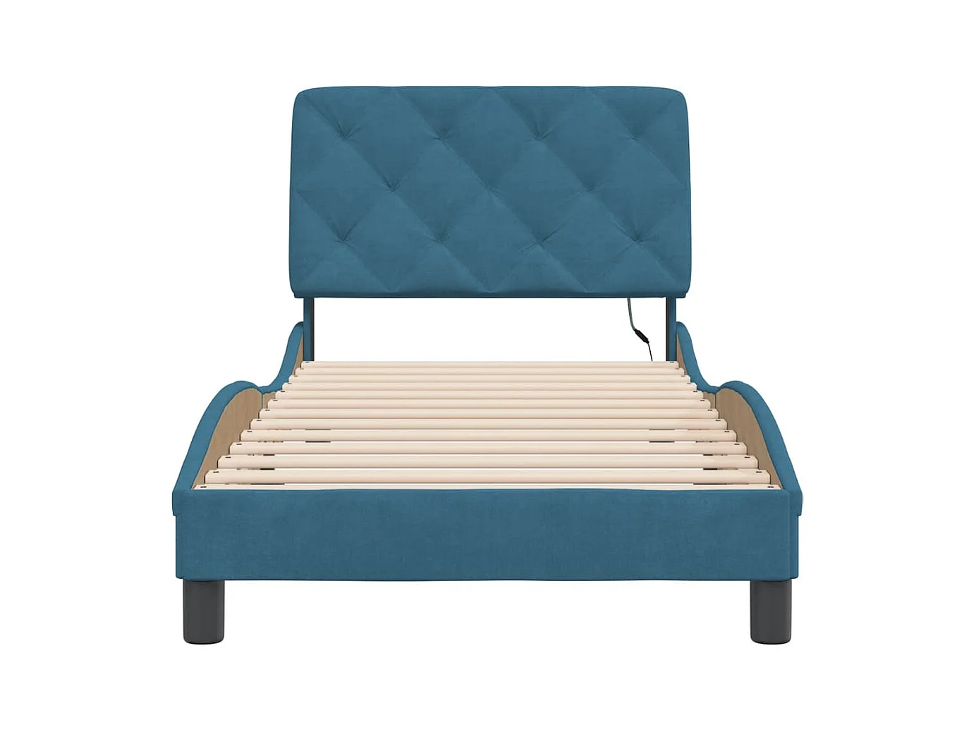 Cadre de lit avec LED sans matelas bleu 90x190 cm velours