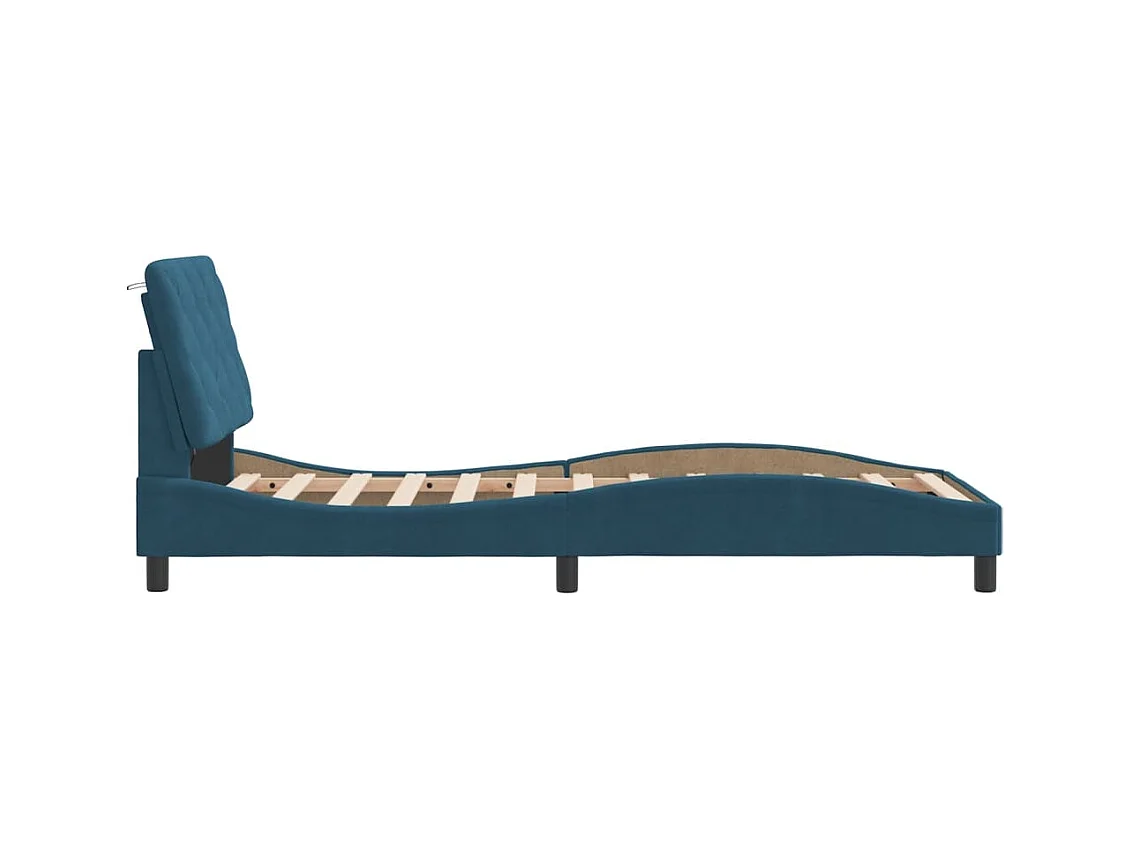 Cadre de lit avec LED sans matelas bleu 90x190 cm velours