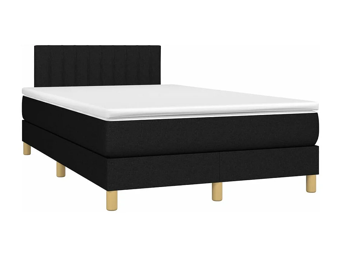 Sommier à lattes de lit matelas et LED noir 120x190 cm tissu