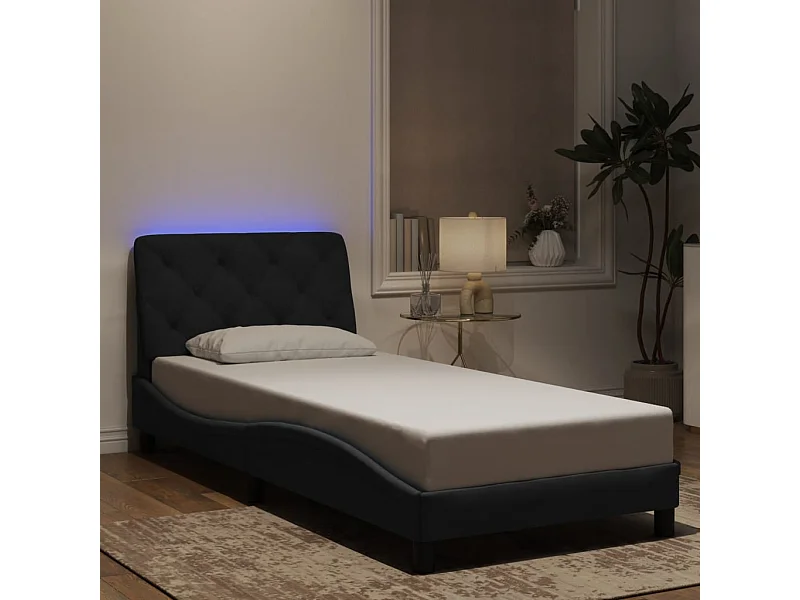 Cadre de lit avec LED sans matelas noir 80x200 cm velours