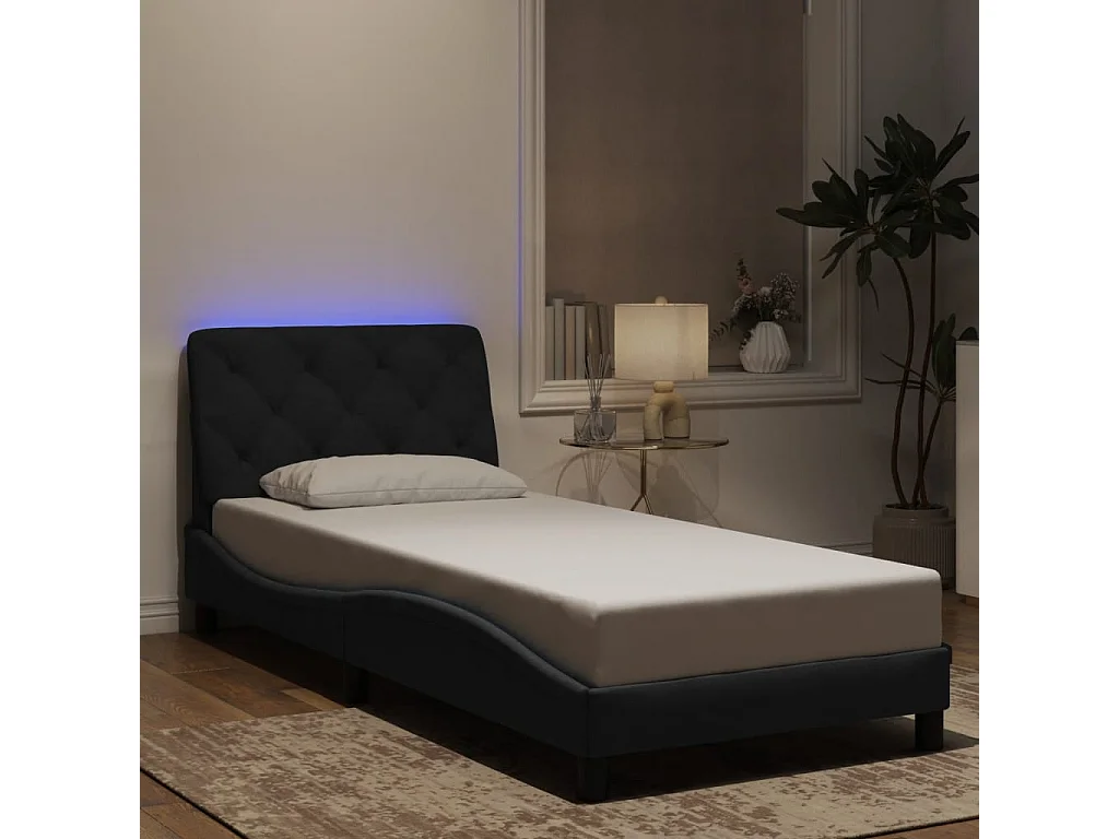 Giroletto con Luci LED Nero 80x200 cm in Velluto