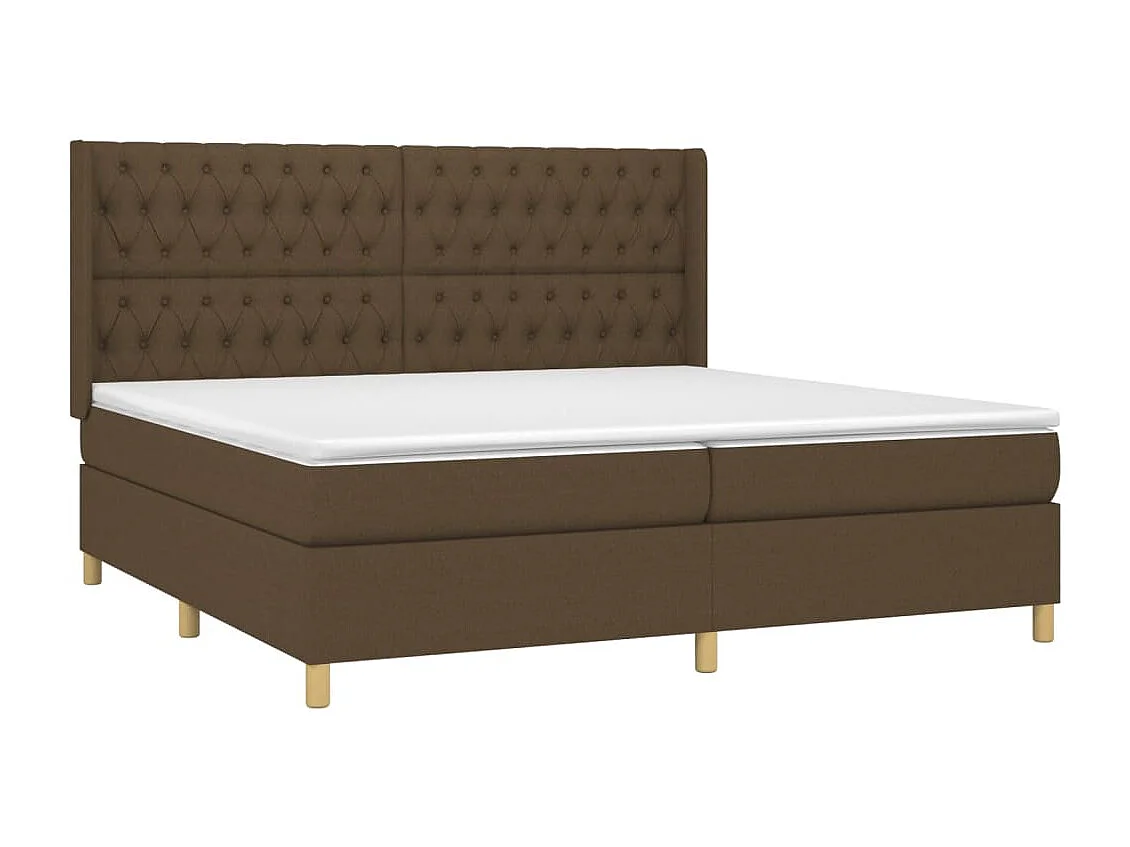 Boxspringbett mit Matratze & LED Dunkelbraun 200x200 cm Stoff