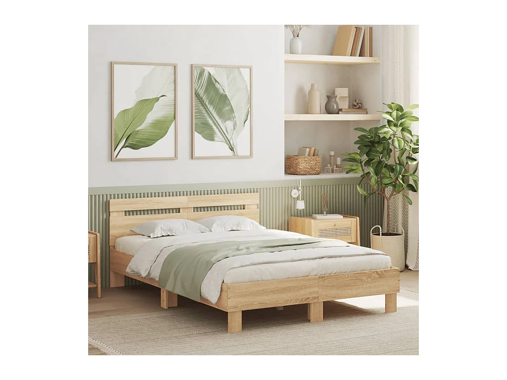 Cadre de lit avec LED sans matelas chêne sonoma 120x200 cm