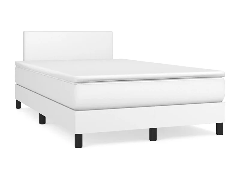 Sommier à lattes de lit matelas LED blanc 120x190 cm similicuir