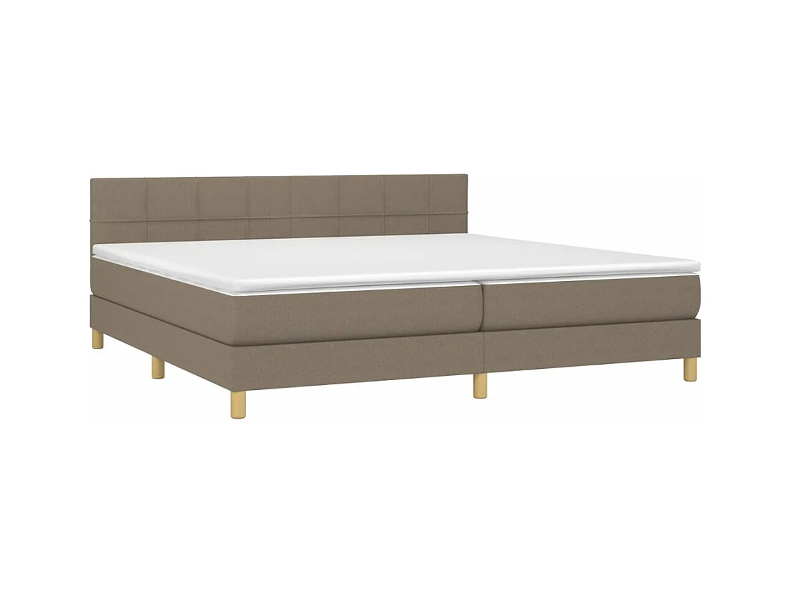 Sommier à lattes de lit et matelas et LED Taupe 200x200cm Tissu