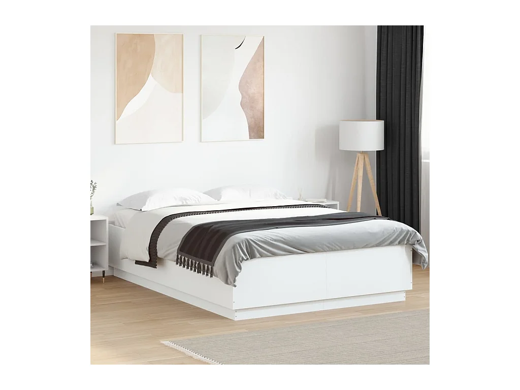 Cadre de lit avec LED sans matelas blanc 160x200 cm