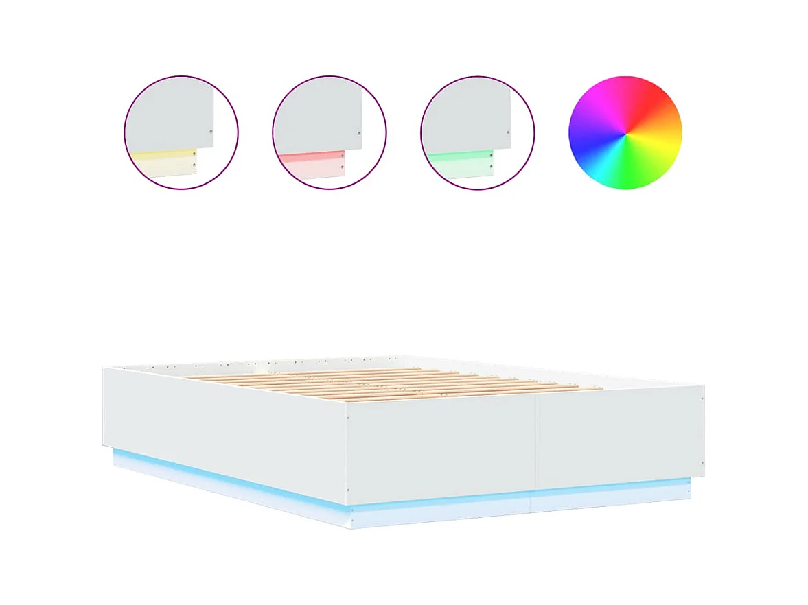 Cadre de lit avec LED sans matelas blanc 160x200 cm