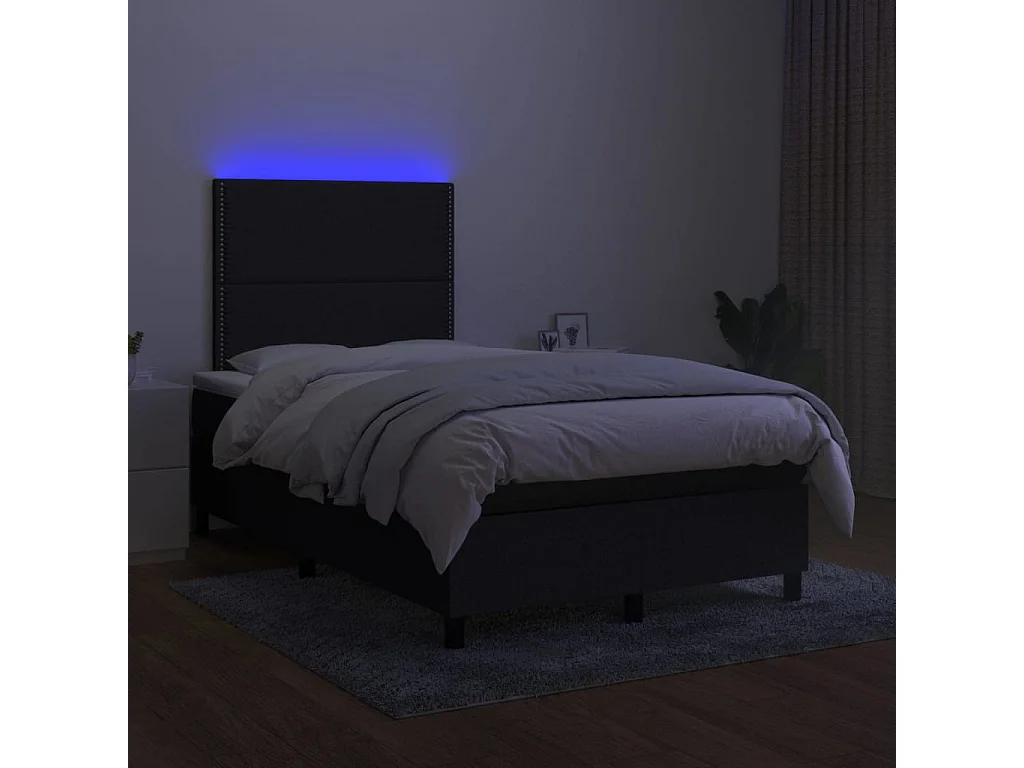 Boxspringbett mit Matratze & LED Schwarz 120x190 cm Stoff