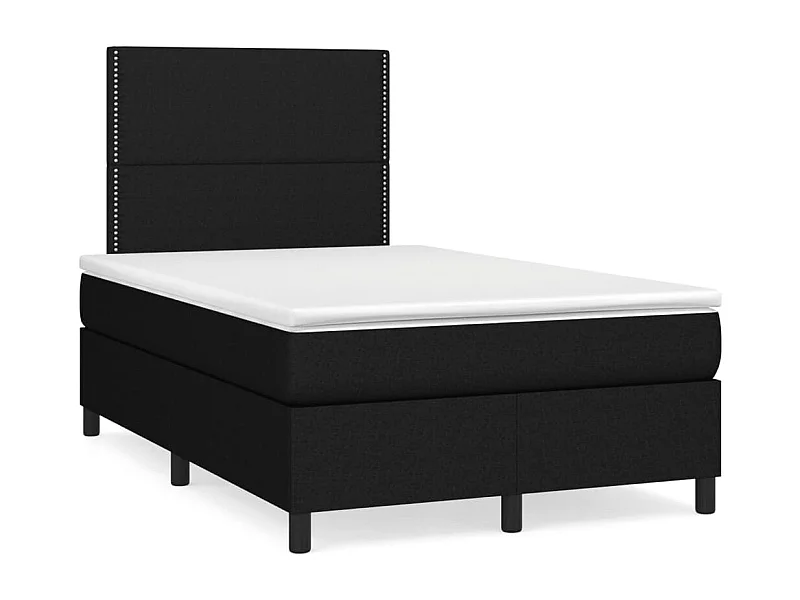 Cama box spring con colchón y luces LED tela negro 120x190 cm